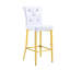 Table de bar contemporaine et tabourets à hauteur fixe, structure en verre doré avec revêtement en cuir PU blanc, pour la cuisine, la maison dans les petits espaces, la construction, le repose-pieds confortable, l'installation rapide à deux pieds de pub