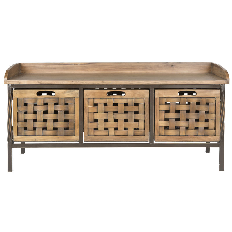 Shoshone Wood Storage Bench, Oak