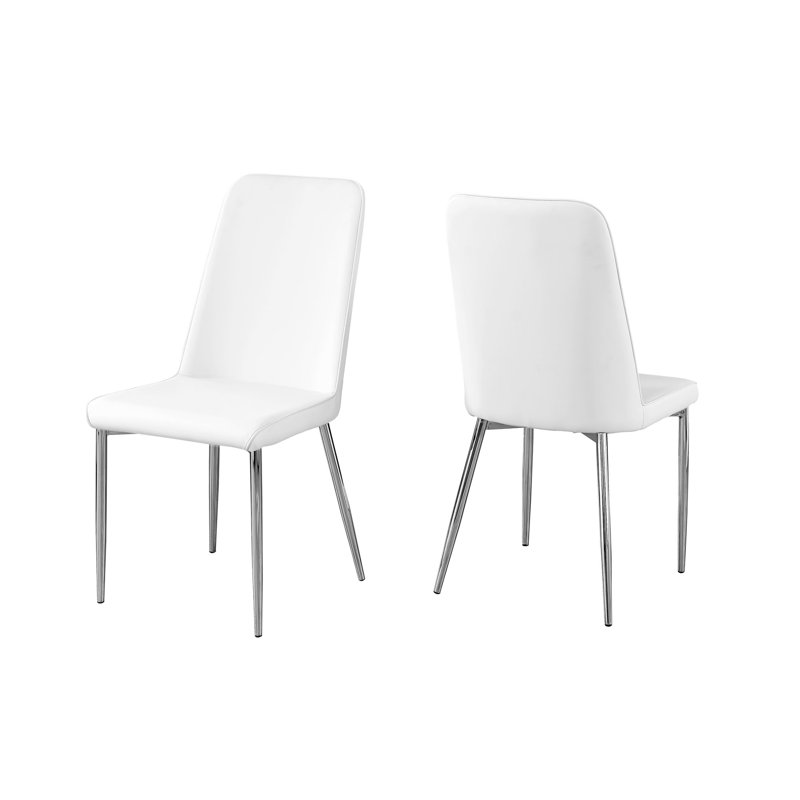 Rosalna Dining Chair, Side, Upholstered, Kitchen, Dining Room, Pu Leather Look, Chrome, White