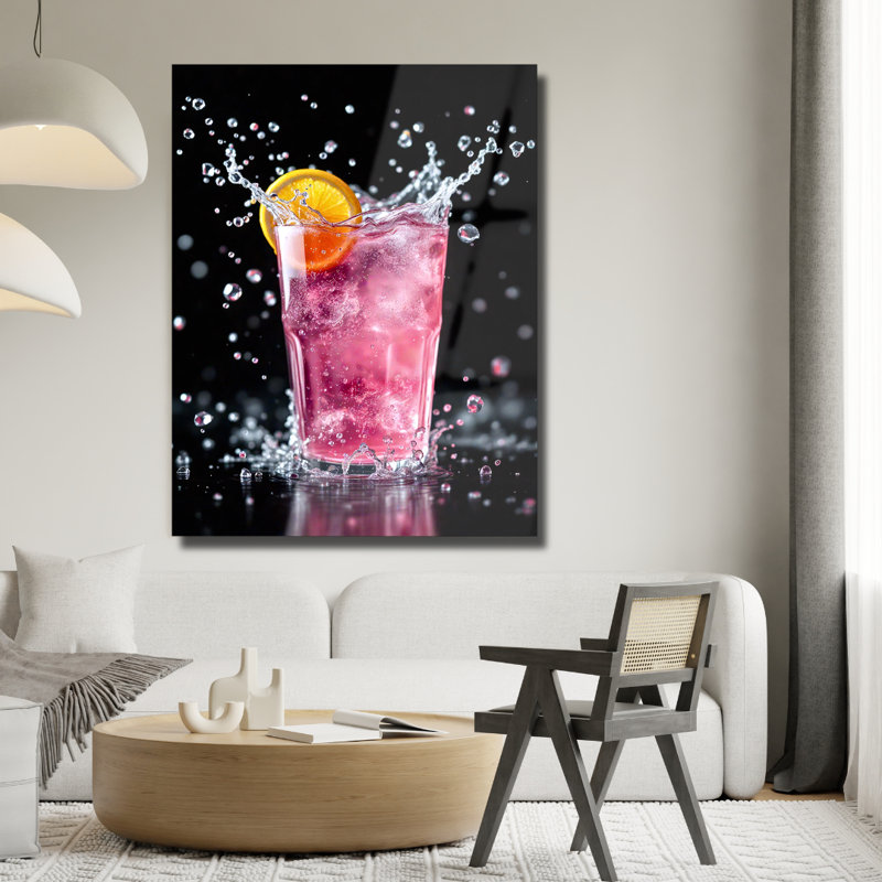 Art mural rose en verre trempé, 20" H x 16" W