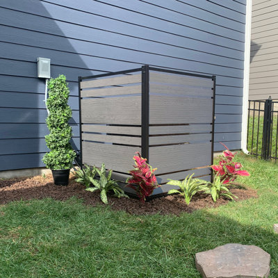 48in H x 40in W (2 Panels) No Dig Enclo Vienna Charcoal Color Woodtek Privacy Screen, Outdoor Vinyl Privacy Fence Panel, Privacy Wall for Trash Cans &