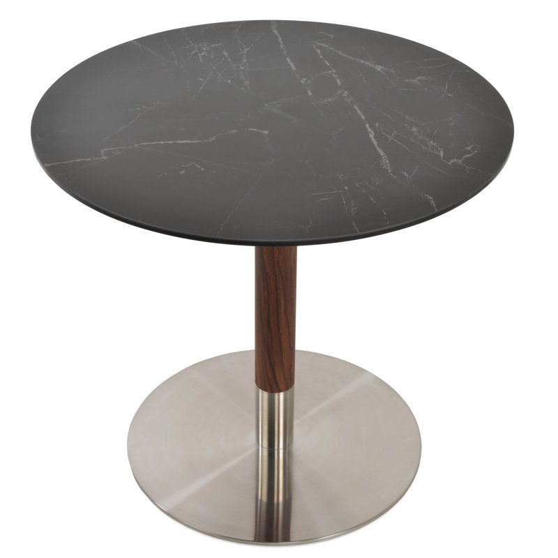 Table de salle à manger en marbre, H 29,5 po x L 31,5 po x l 31,5 po, Noir