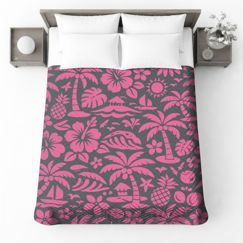 Couvre-lit matelassé à motif floral tropical toutes tailles, Twin