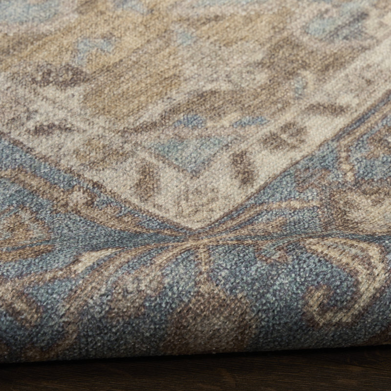 Herkimer Machine Washable Vintage Area Rug, Rectangle 9' x 12'