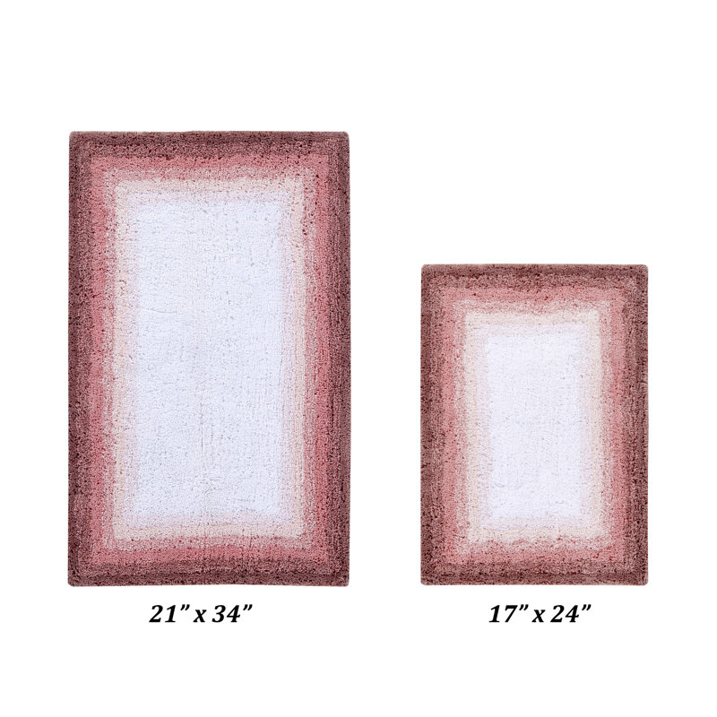 Ensemble de tapis pour salle de bain 100% coton 1615 g / m² Torrent, 2 pièces (17 po x 24 po | 21 po x 34 po), Rose