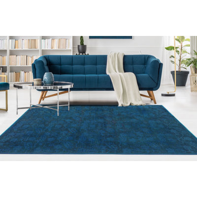Tapis rétro bleu marine Aanya