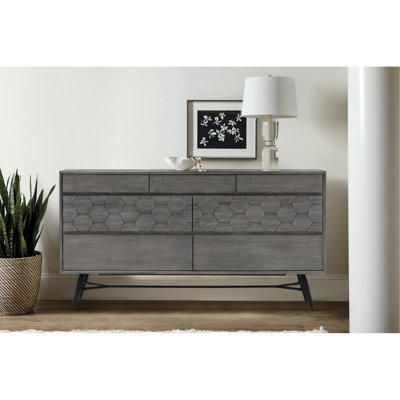 Commode 6 tiroirs Makena en bois d'acacia gris