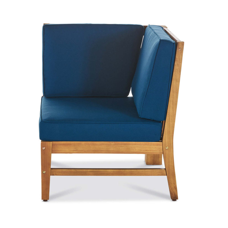 Chaise de coin Perla, Bois, Bleu
