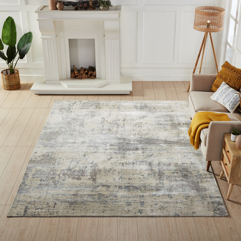 Abstract Area Rug in Gray, Rectangle 9'6" x 13'