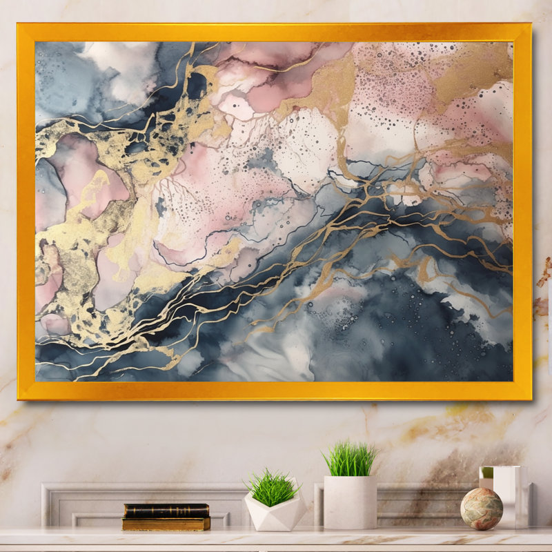 Exploration des profondeurs de la géode rose III - art mural abstrait en marbre pour le salon, H 30 po x l 40 po x P 1,5 po