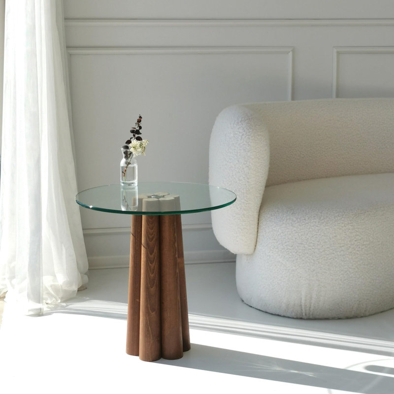 Glorias End Table, Transparent, 50" H x 50" W x 50" D, Walnut