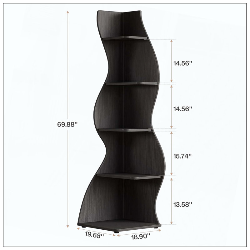 Corner Huizenga with open shelves, Black, 1