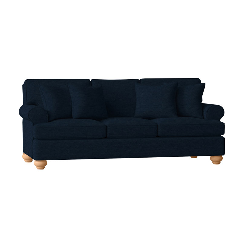 Artisan Landing Upholstered 86'' Sofa, Sandalwood, Sunbrella Blue Pinstripe; 6205-64