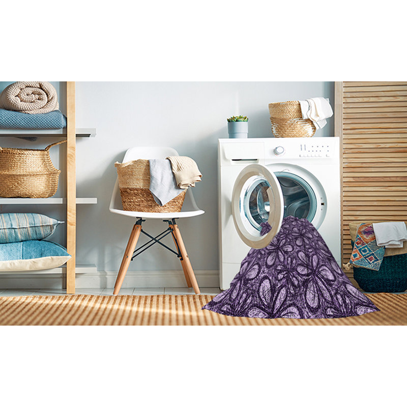Tapis 100% à motifs lavables à la machine 2989 Pat1220-PUR, Tapis de couloir 2 pi x 5 pi