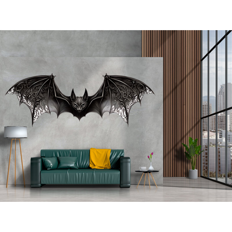 Art mural chauve-souris gothique, décor d'aile de chauve-souris noire, décalque de chauve-souris noire, décoration murale gothique, art mural d'Halloween 236Mv