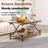 Kempst Coffee Table with Storage Shelf, Rustic Farmhouse Brown Cocktail Table with Metal Frame, 2-Tier Wood and Metal Frame Accent Table for Living Room, Apartment, or Small Spaces-1508161458