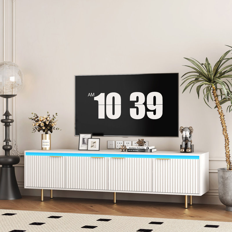 Meuble télé Mid-Century à DEL pour téléviseur de 80 po