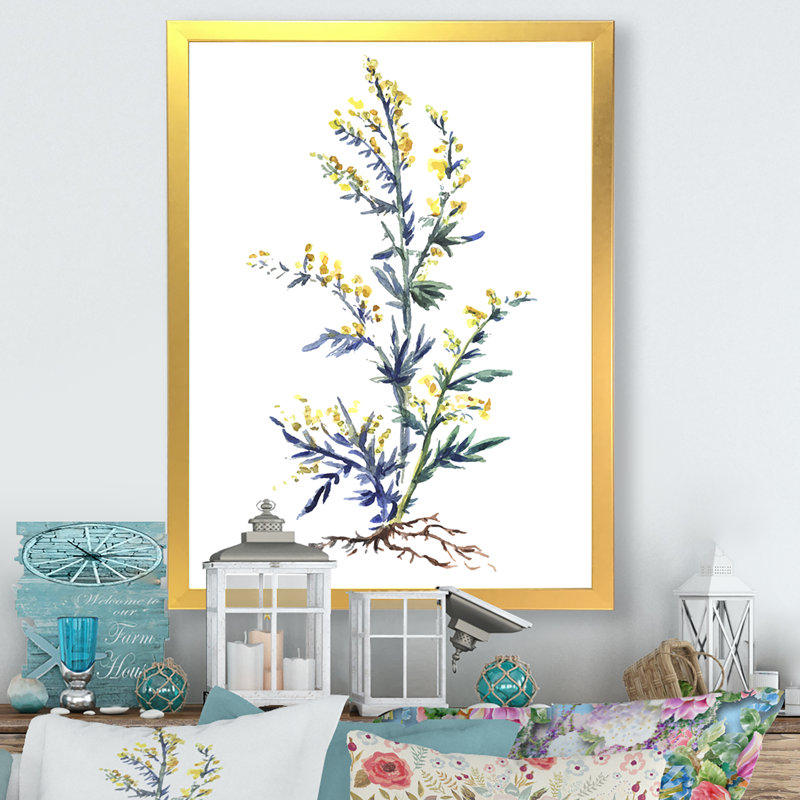 «Blossoming Wormwood Flowers», reproduction d'art sur toile traditionnelle, H 40 po x l 30 po x P 1,5 po, Encadrement doré