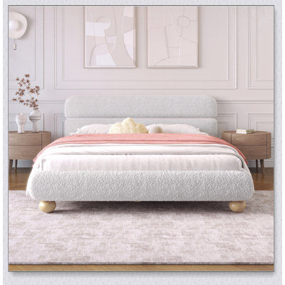 Curve-Shaped Design Contemporary Upholstered Bed