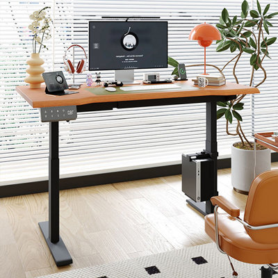 Couleur cerisier + bureau rectangulaire en bois massif noir réglable en hauteur + acier laminé à froid