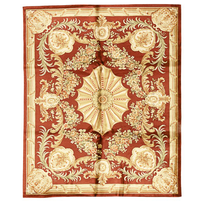 Hand Knotted Wool Area Rug in Wine