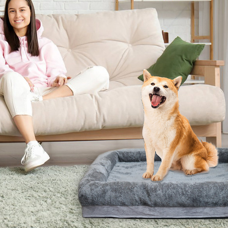 Lit pour chien pour grands chiens - Canapé en mousse viscoélastique avec housse imperméable et dessous antidérapant, housse amovible