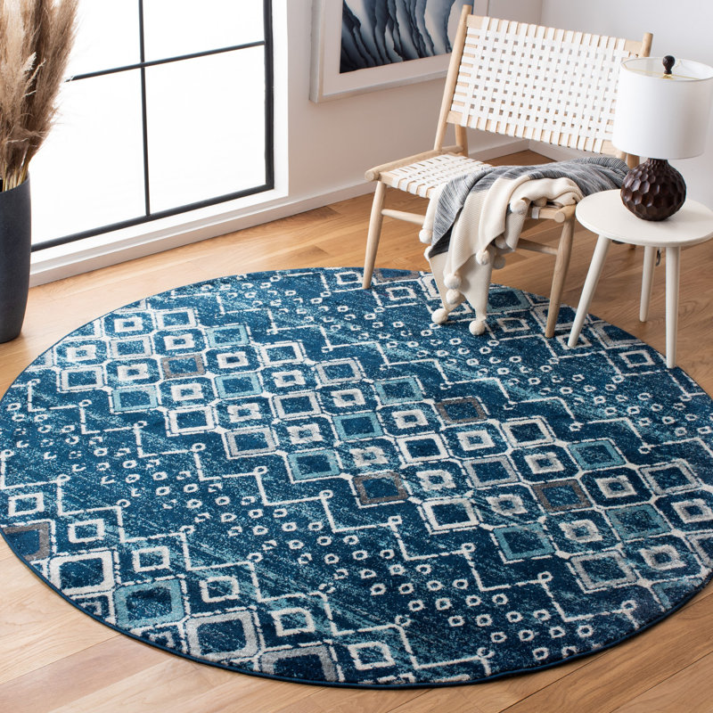 Aird Performance Southwestern Rug, Round 6'7", Navy