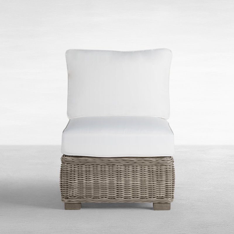 Rustic Woven Sectional Slipper Chair, Welt, Linen Forest, Oyster