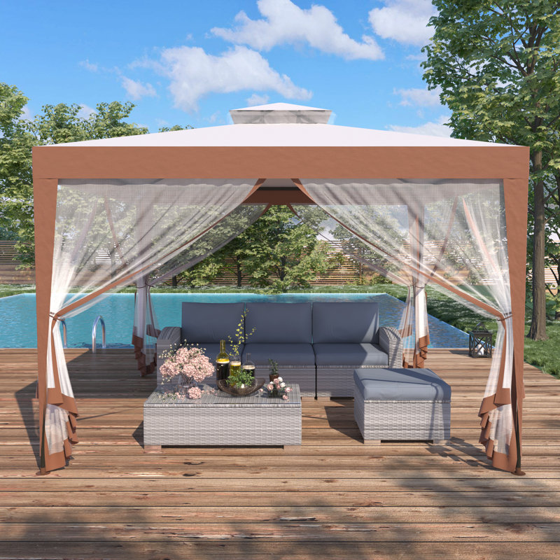 Annum 3m x 3m Metal Patio Gazebo, Brown