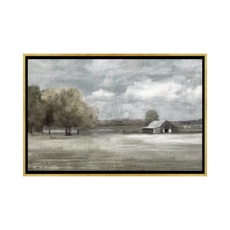 " Country Quiet " by Nan, 26" H x 40" W x 1.5" D, Gold Framed