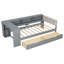 Lit plateforme simple en bois avec tablettes de rangement, tiroirs, station de charge et tête de lit tapissier-611551814-611551812