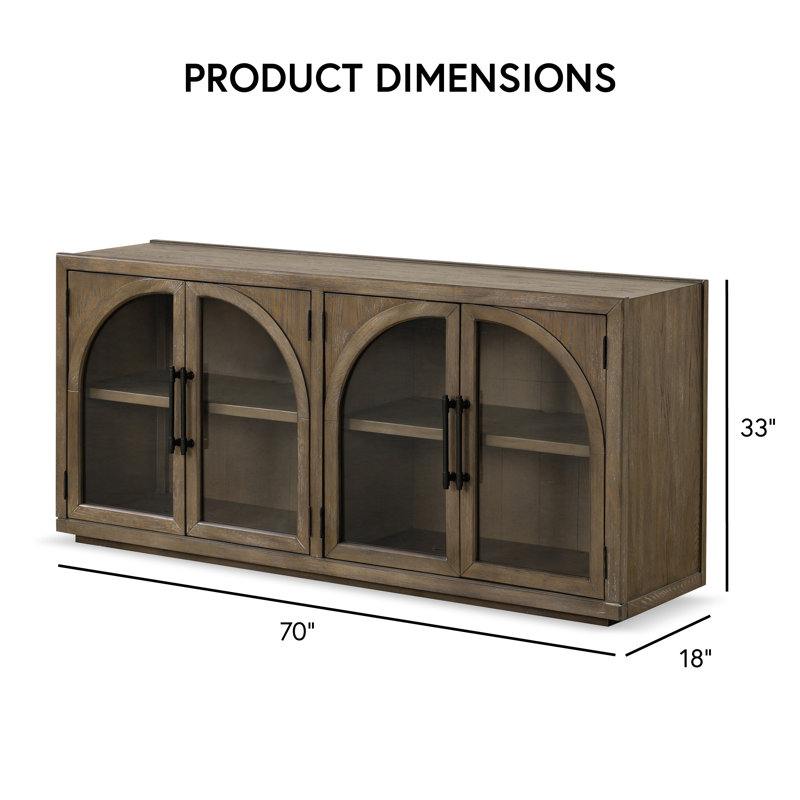 Howardville 70"W 4-Door Storage Server with Adjustable Shelves, Dark Brown