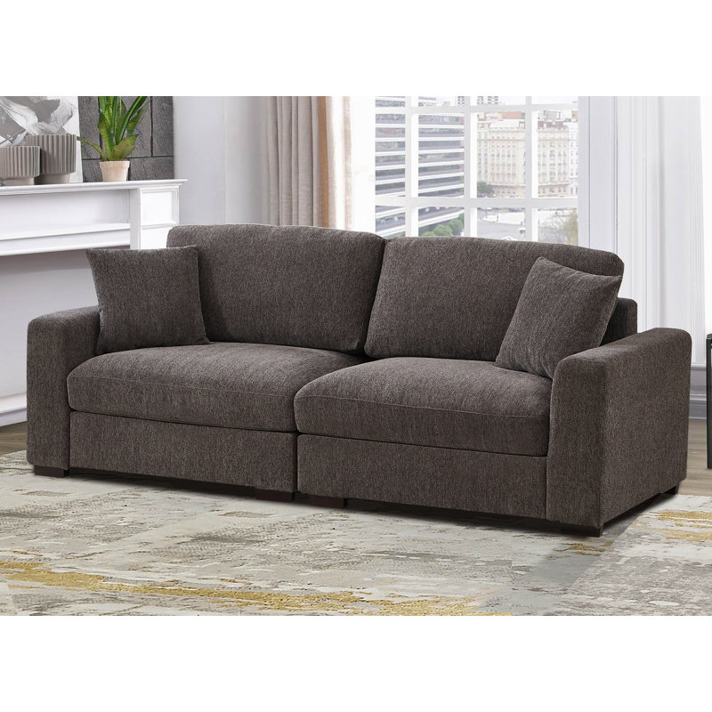 Ahaana Upholstered 91'' Sofa, Dark Gray Polyester Blend