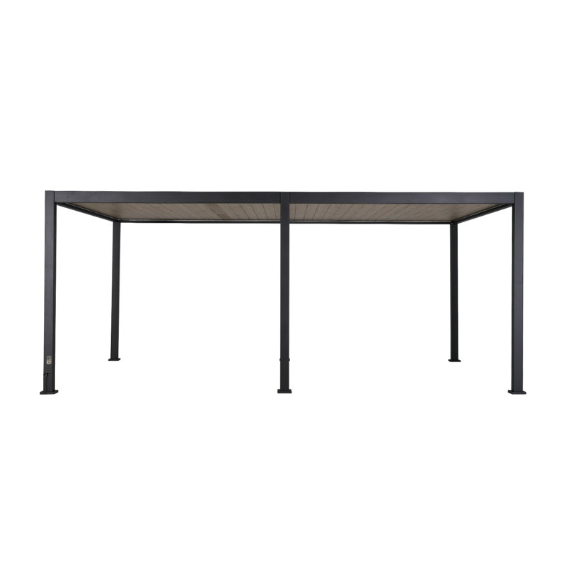 Aluminum Frame Pergola with Fixed Roof & LED Lights, 12 (ft) x 20 (ft)
