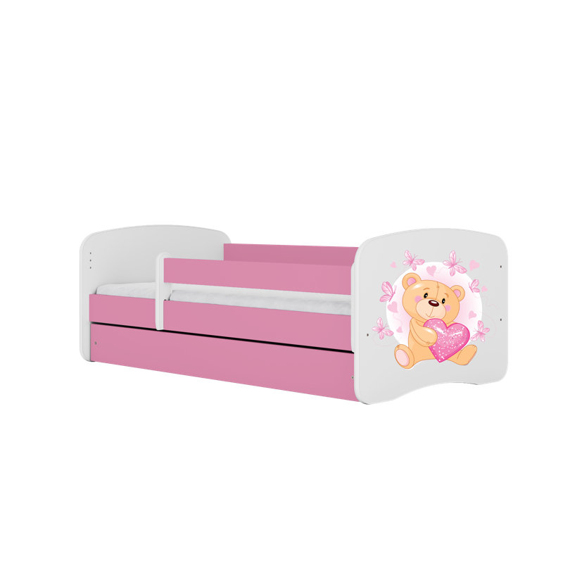 Cicero Standard Panel with Storage Included, Toddler (70 x 140 cm), Pink/White