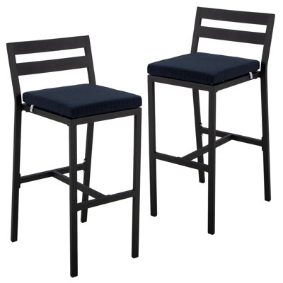 Patio Bar Stool In Powder-Coated Aluminum Frame With Removable Cushion Chelsea Collection by LeisureMod