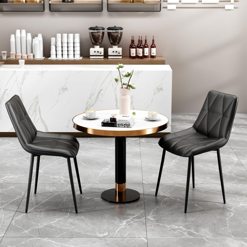 Dining Room Chairs, Set Of 2, Up To 200 Kg, Pu Upholstered Chairs, Metal Legs, Stable, Comfortable, Easy Assembly, Kitchen Chairs
