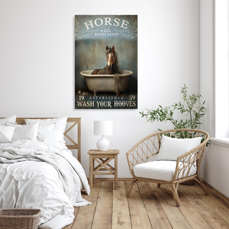 Horse Barth Soap - Reproduction d'art graphique sur toile tendue 1 pièce, H 20 po x l 16 po x P 1,25 po