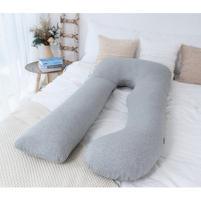 Pregnancy Pillow, U Shaped Full Body Pillow, Nursing, Support and Maternity Pillow for Pregnant Women with Removable Velvet Cover (Grey)
