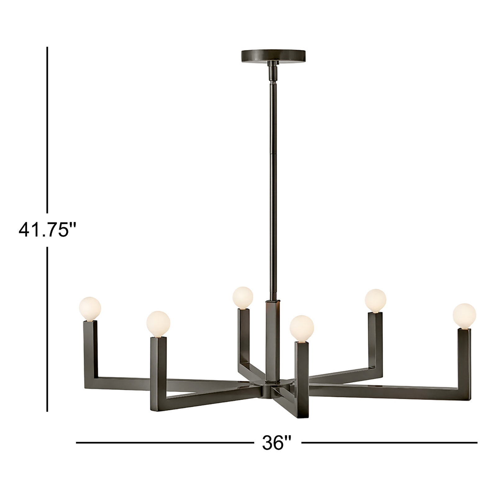 6 - Light Dimmable Geometric Chandelier, 36", Black Oxide