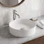 Lavabo de salle de bain vasque rond minimaliste blanc mat Matte Stone ™ de 14 po VIGO UltraThin ™