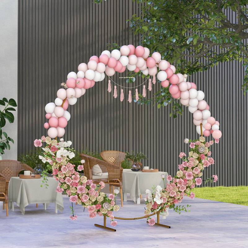 222cm W x 60cm D Steel Arbour in Gold