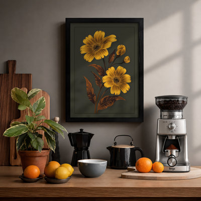 Golden Daisy Study Botanical - Framed Print