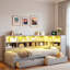 Lit de jour moderne avec 2 tiroirs de rangement, armoires de rangement, lumière DEL et ports USB-2033251323