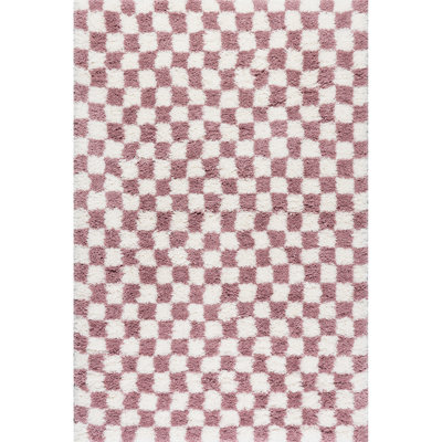 Adelaide Mid-Century Checkered Shag Area Rug