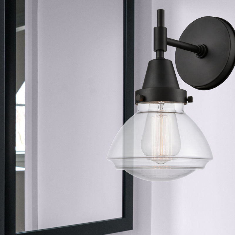 Gayle Armed Sconce, Clear, LED, Matte Black