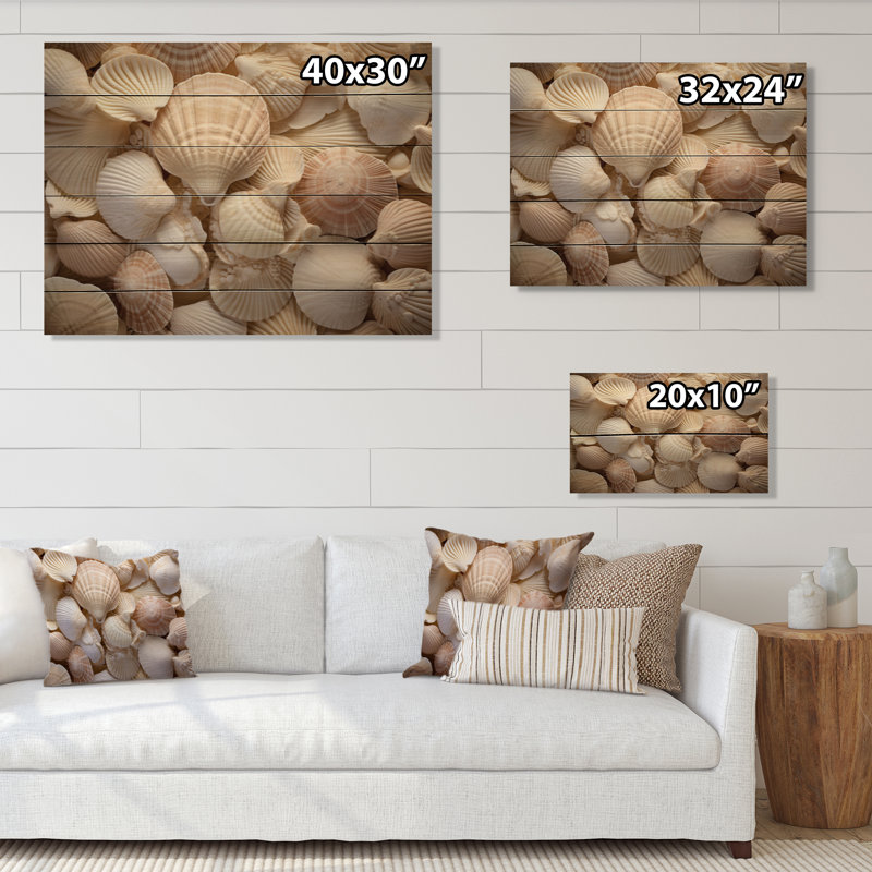 «Beige», coquillage, symphonie de coquillage I sur bois, H 30 po x l 40 po x P 0,78 po