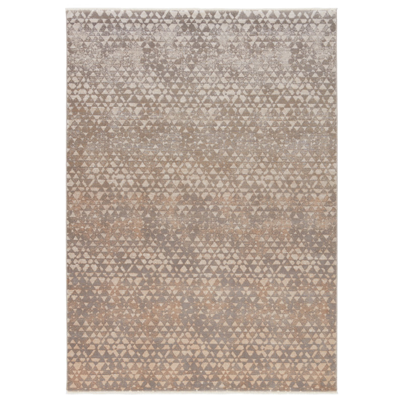 Tapis taupe / gris géométrique Land Sea Sky par Kevin O'Brien (9 pi 6 po x 12 pi 6 po), Rectangle 9 pi 6 po x 12 pi 6 po
