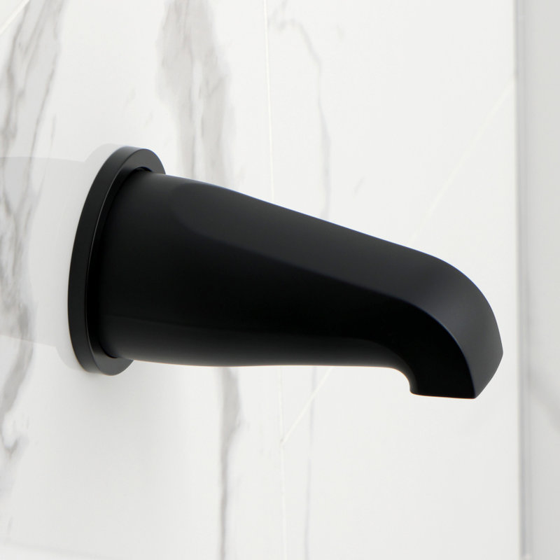 Kingston Brass Convergent Triple-Handle Tub and Shower Faucet with Knurled Handle, Matte Black