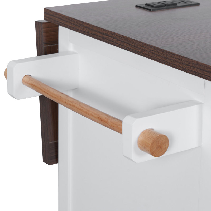 54.9" Kitchen Island With Drop Leaf, White